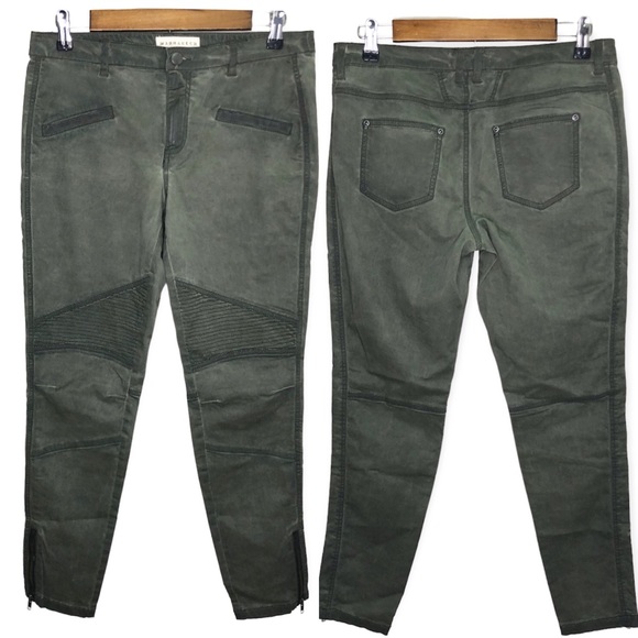Marrakech x Anthropologie Green Moto Style Pants Ankle Zip Detail - Picture 1 of 13